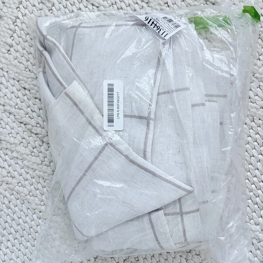 Elrene Home Fashions Brighton Windowpane Plaid Blackout Curtain Panel Beige NEW
